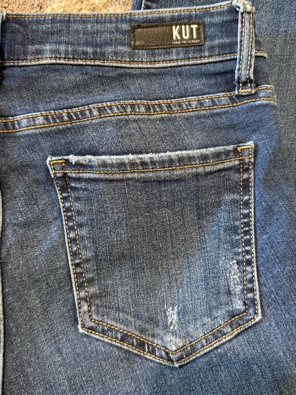 KUT From The Kloth Donna Ankle Skinny Jeans Size 4 Distressed Raw Hem Dark Wash - Picture 6 of 7